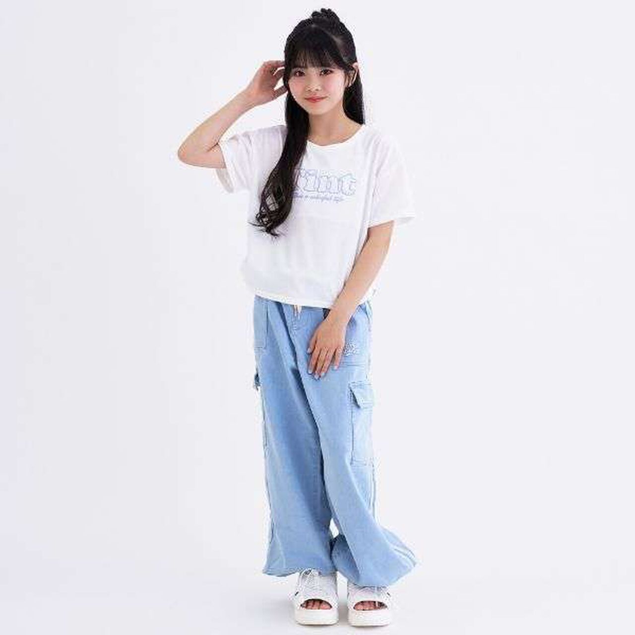 [Cool Touch] Side Drawstring Appliqu&eacute; Short-Sleeve T-Shirt,Off white, large image number 7