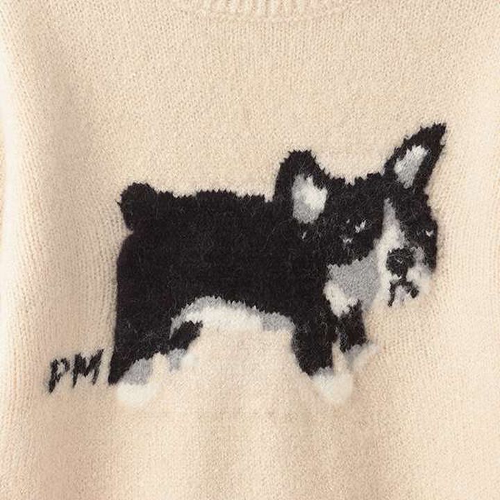 Fluffy and Soft Motif Knitwear,Ivory, medium image number 3