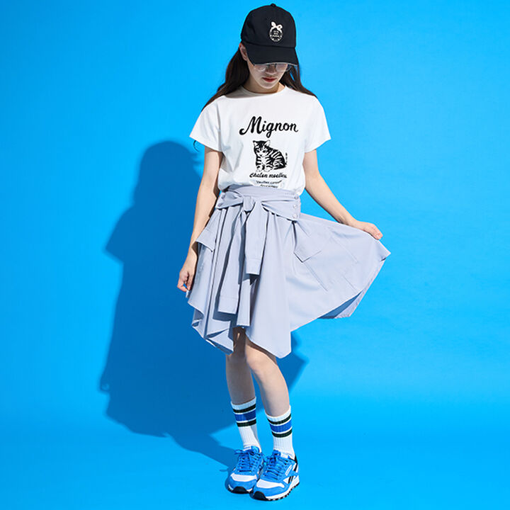 [AMI] Waist Wrap Shirt Style Skirt with Shorts,Light gray, medium image number 4