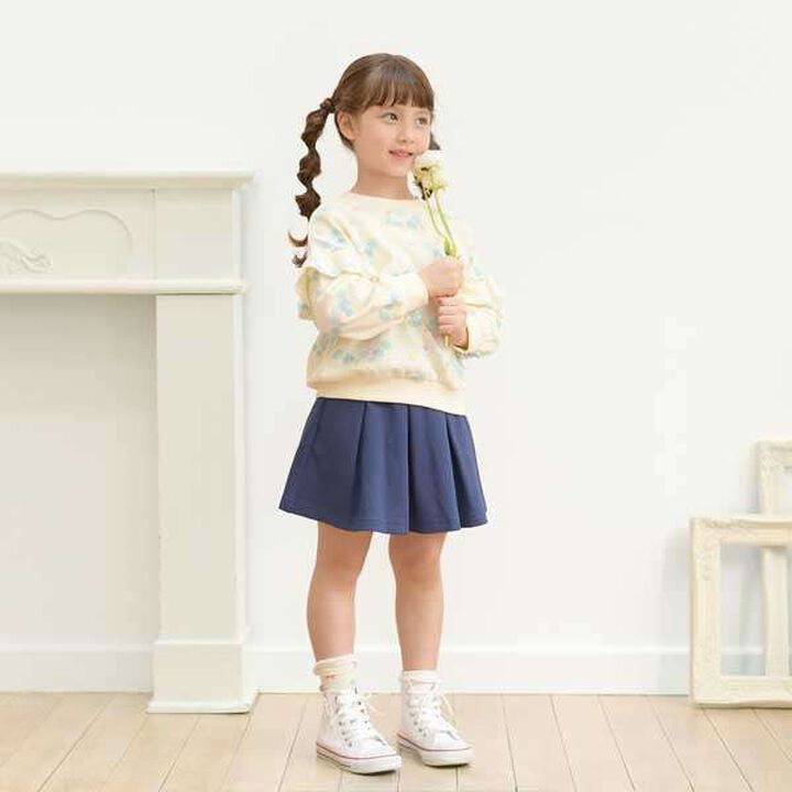 [Made in Japan] Rabbit All-Over Pattern Sleeve Frill Sweatshirt (120-130),Off white, medium image number 1