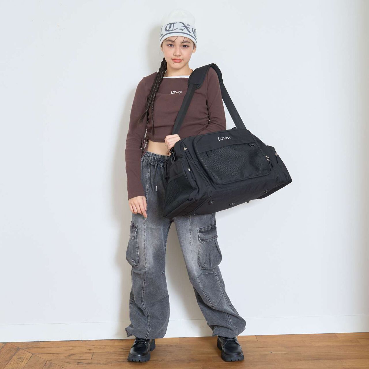 [LTXC] [43-50L Capacity] Water-Repellent Expandable Boston Bag,Black, large image number 1