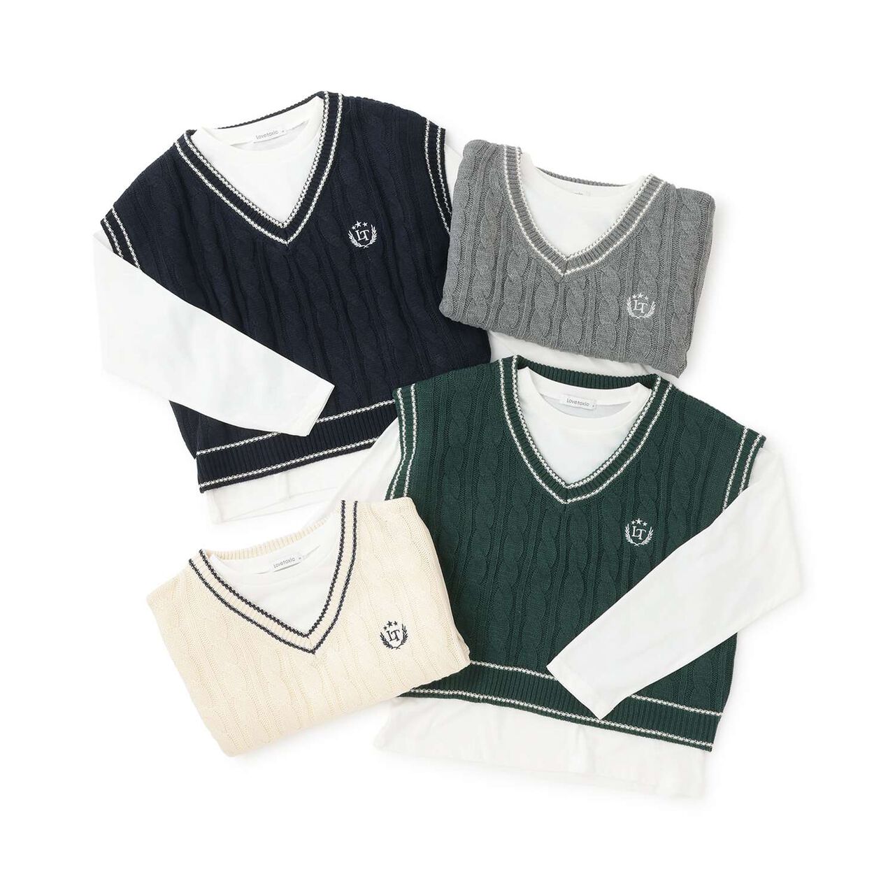 [GOOD PRICE] Cable Knit T-Shirt Set,Off white, large image number 14