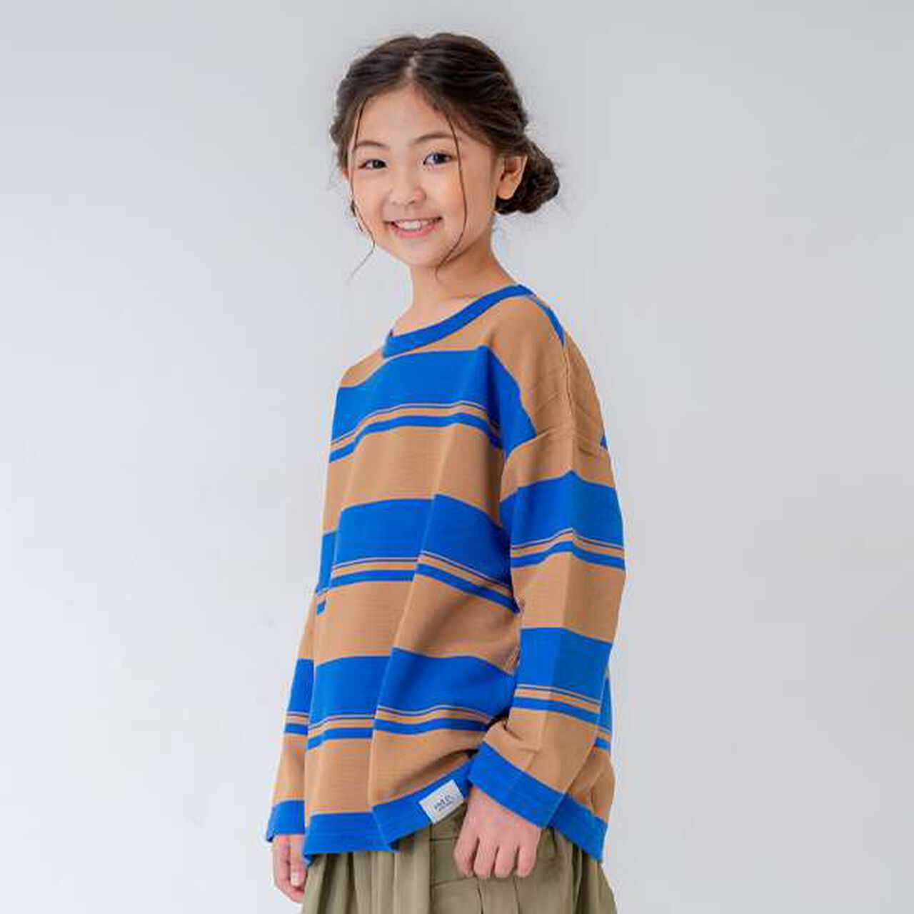 [Matching with Dad Outfit] Kids Stripe Pattern Big Long Sleeve T-Shirt,Green, large image number 18