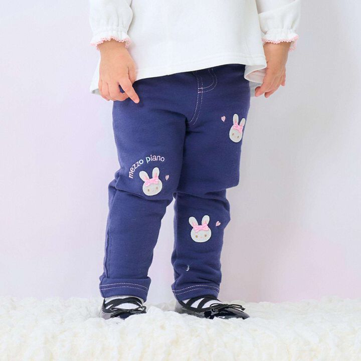 Rabbit Embroidery Wool Lined Cut Leggings,, medium