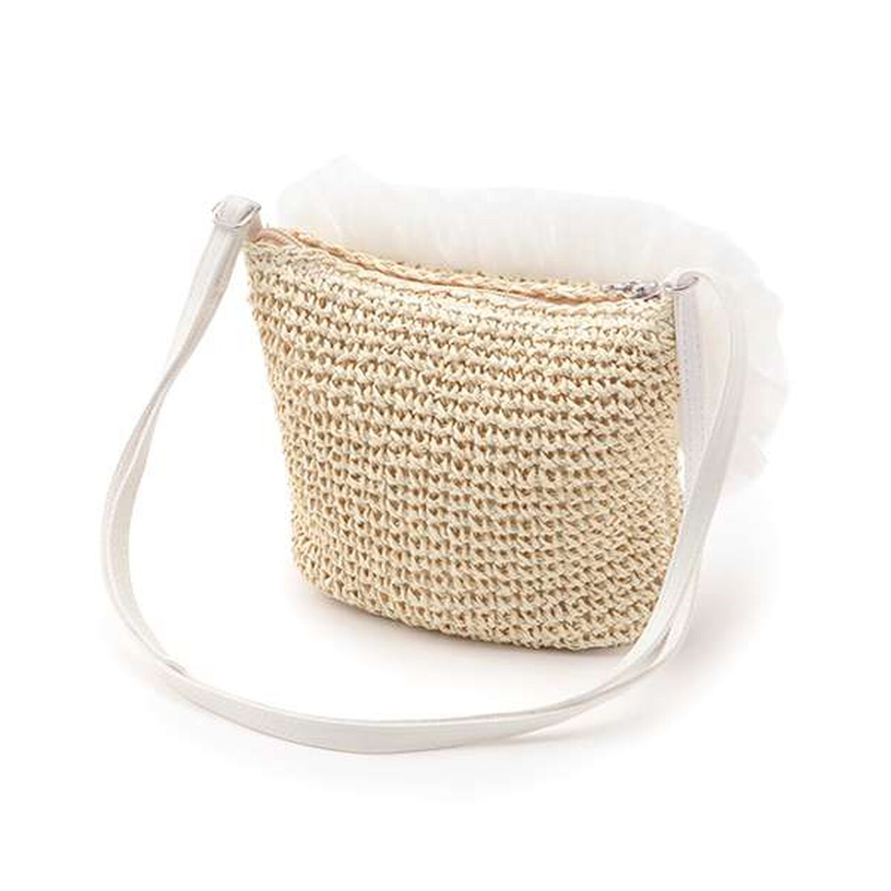 Frill Basket-Style Small Shoulder Bag,Light pink, large image number 1