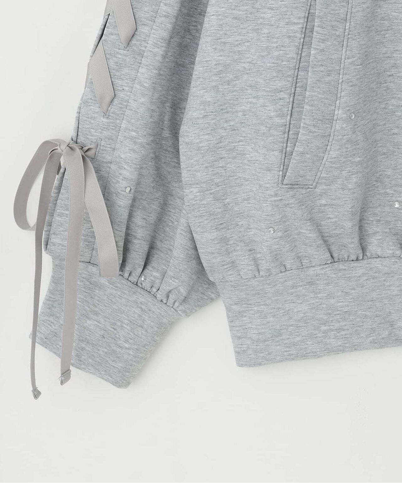 Lace-Up Stone Wash Loose Hoodie,Black, large image number 10