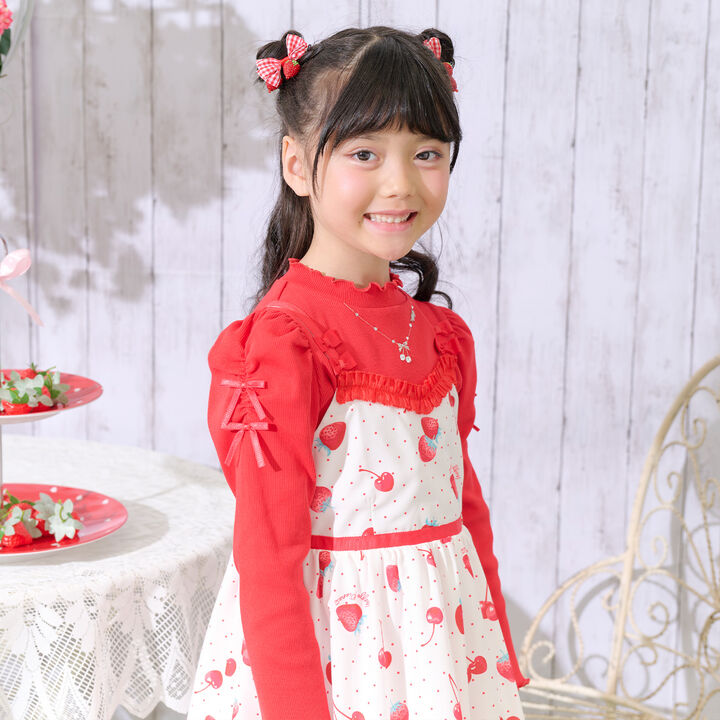 Strawberry Ribbon Hair Ponytail Holder,Light pink, medium image number 7