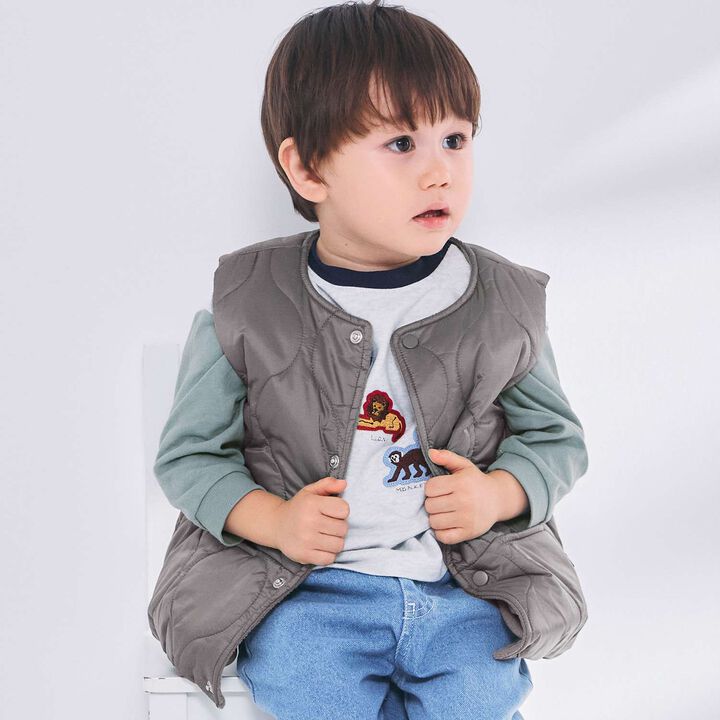 [Water-Repellent] Quilted Vest,Charcoal gray, medium image number 4