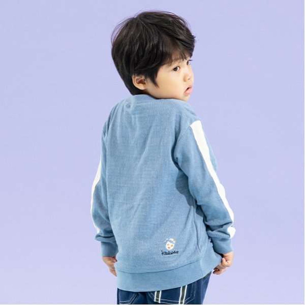 Dinosaur Embroidery Sleeve Line Long-Sleeve T-Shirt,Gray, large image number 4