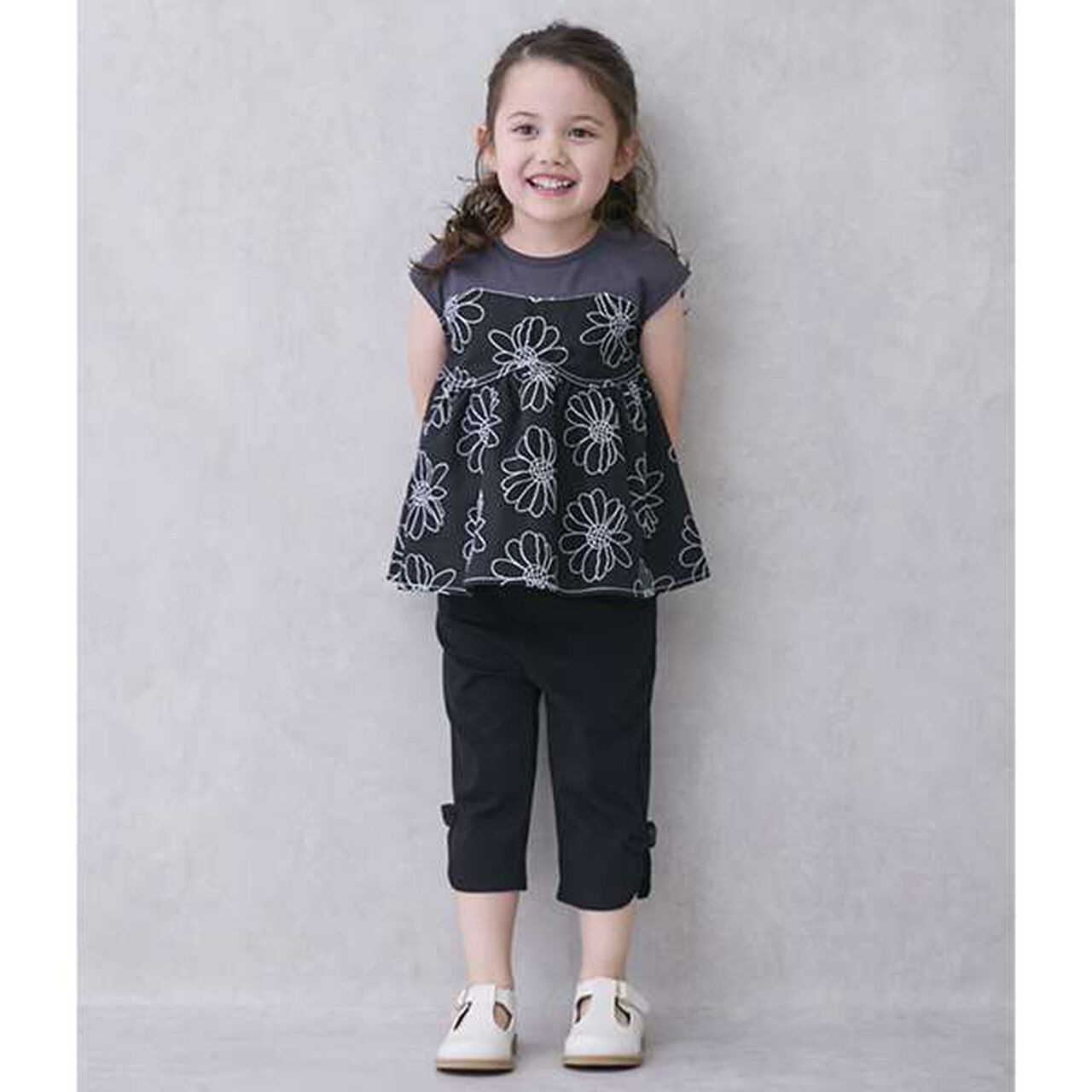 [Link] Flower Embroidery Docking T-Shirt (Kids Size),Ivory, large image number 4