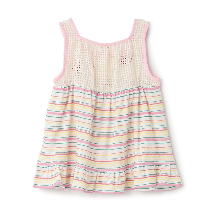Mesh & Stripe Pattern Vest with Mimi-chan Knit Motif,Blue, medium image number 1