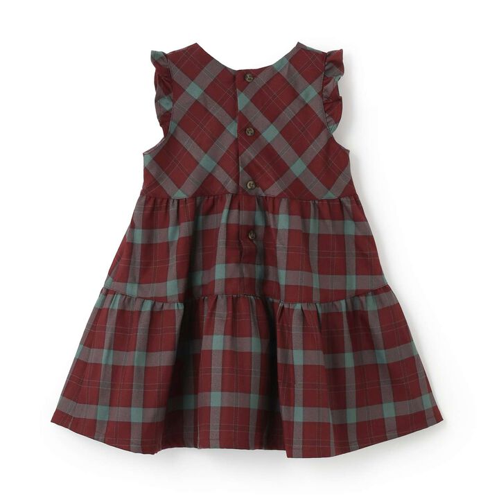 Checkered Jumper Skirt,Wine, medium image number 1