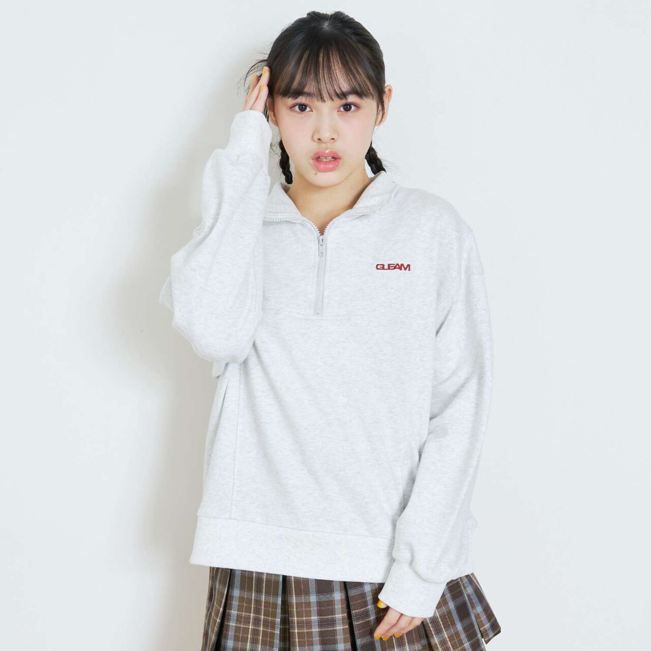 [LTXC/Cotton 100%] Half ZIP Pullover,Smoke white, large image number 2