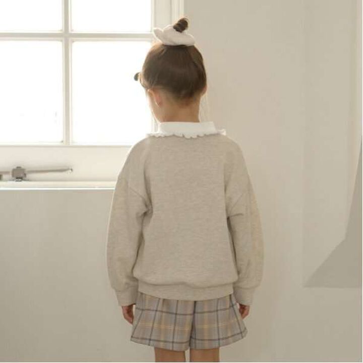 Pilling-Resistant Fuzzy Frill Collar Sweatshirt,Top gray, medium image number 18