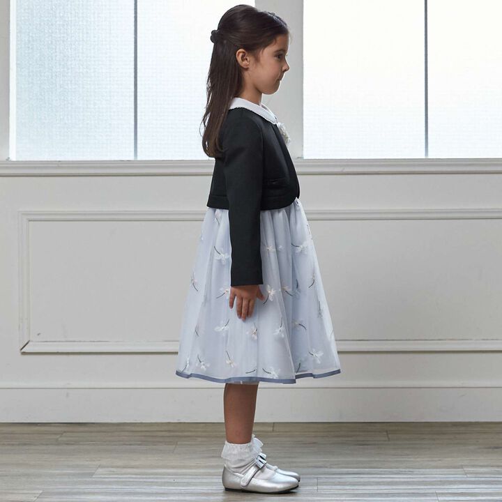 [Formal] Flower Embroidery OP + Collared JK Set,Sax blue, medium image number 3