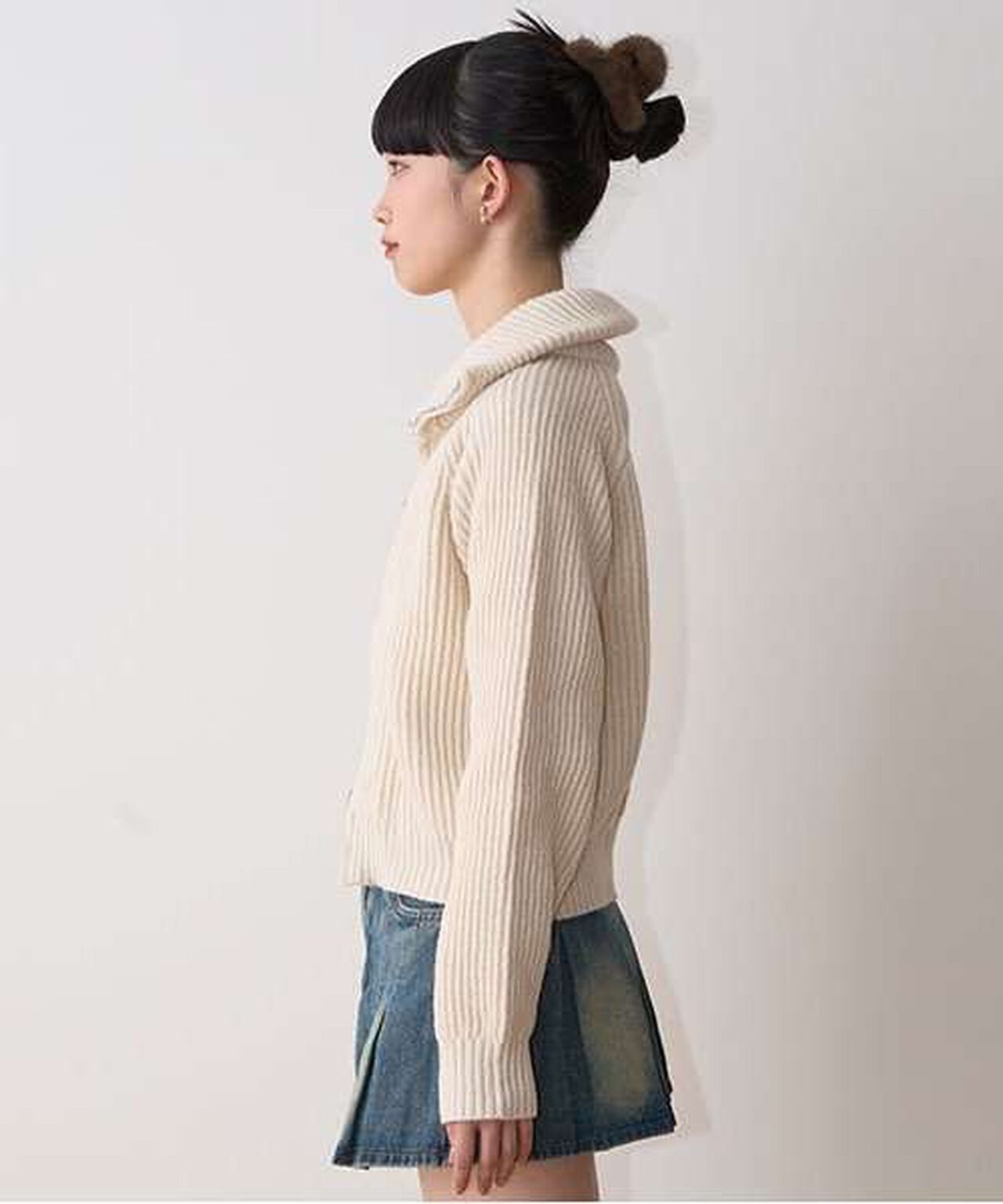 Stand Zip Knitwear,Top gray, large image number 8