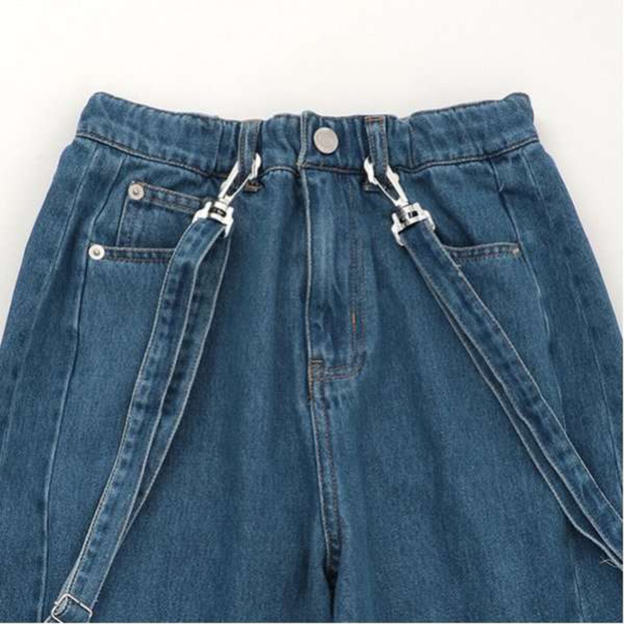 Denim Pants with Suspenders,Navy, large image number 8