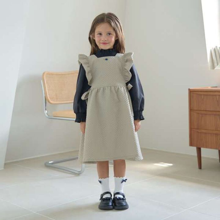 Frill Apron One-Piece Dress,Moss green, medium image number 21