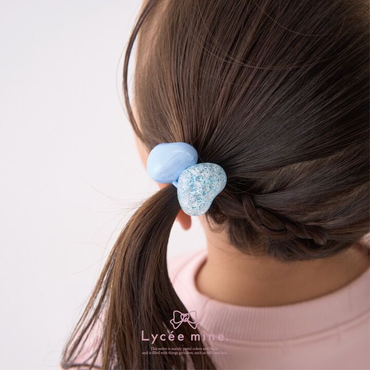 [Lycee Mine Ballet Series] Lame Heart Hair Tie 2P Set,, medium