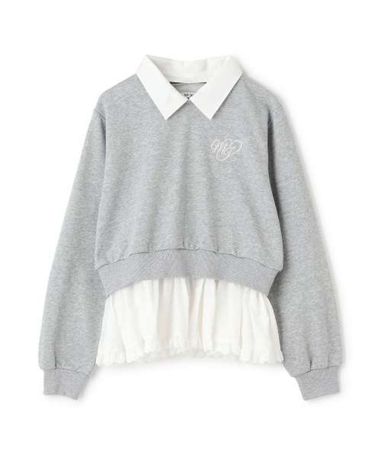 Layered Peplum Sweatshirt [Korean Fashion],Gray, large image number 3