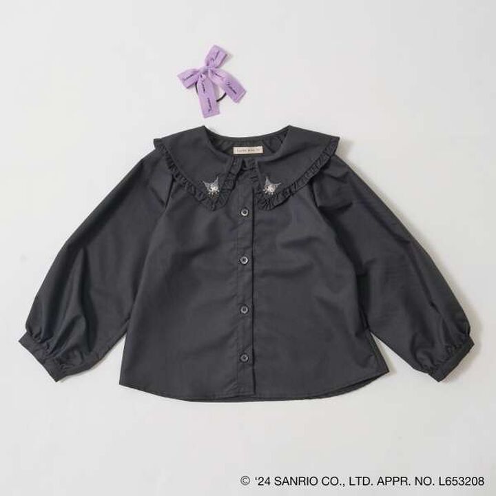 Sanrio Kuromi Frill Collar Blouse & Ribbon Hair Tie Set,Black, medium image number 14