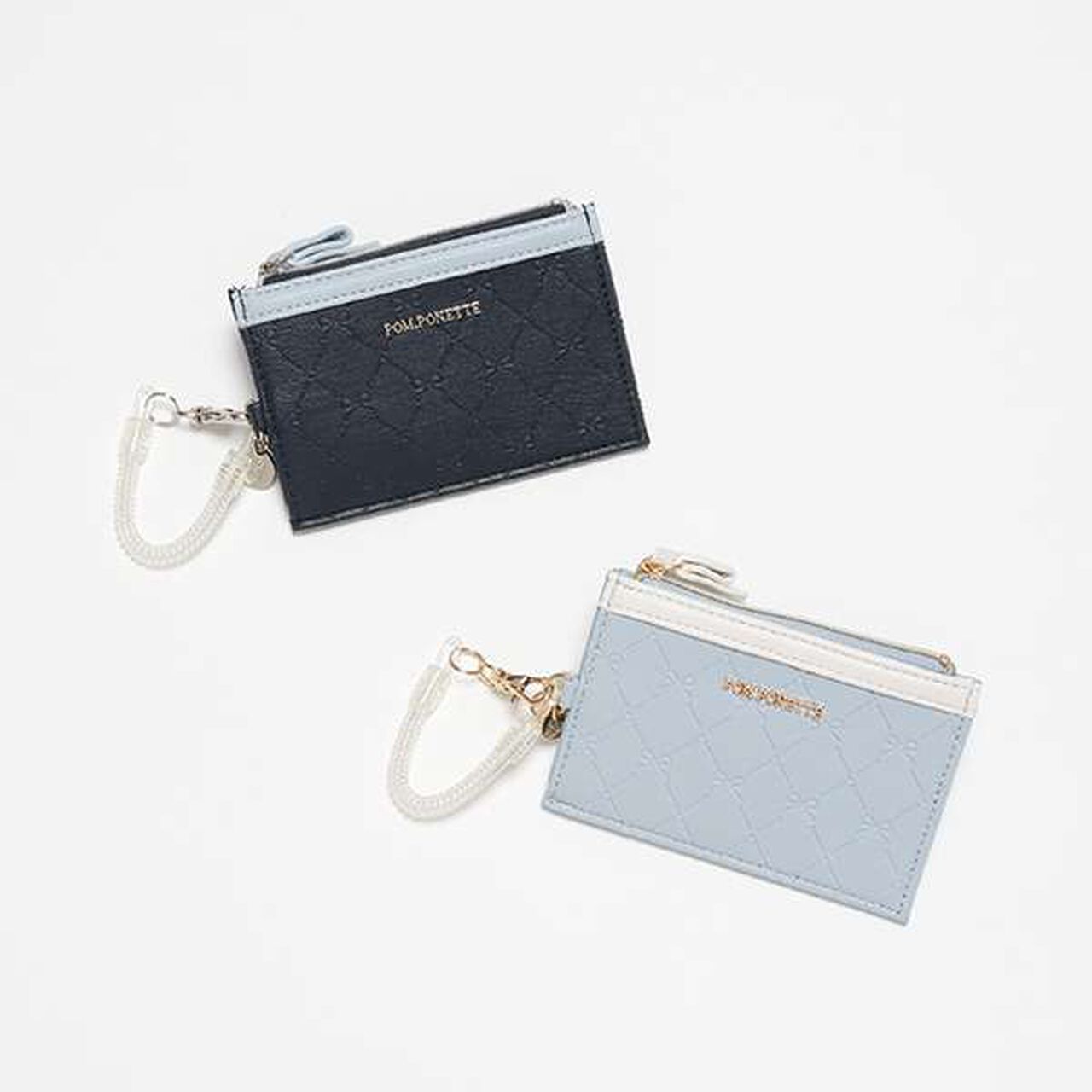 All-Over Pattern Ribbon Embossed Card Holder,Navy, large image number 7