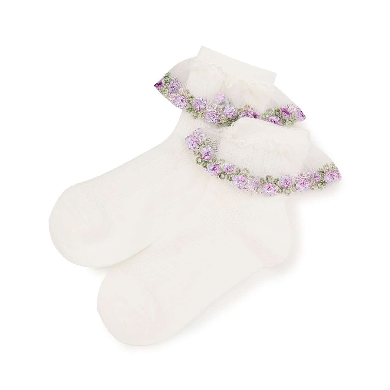 Flower Tulle Socks,Yellow, large image number 7