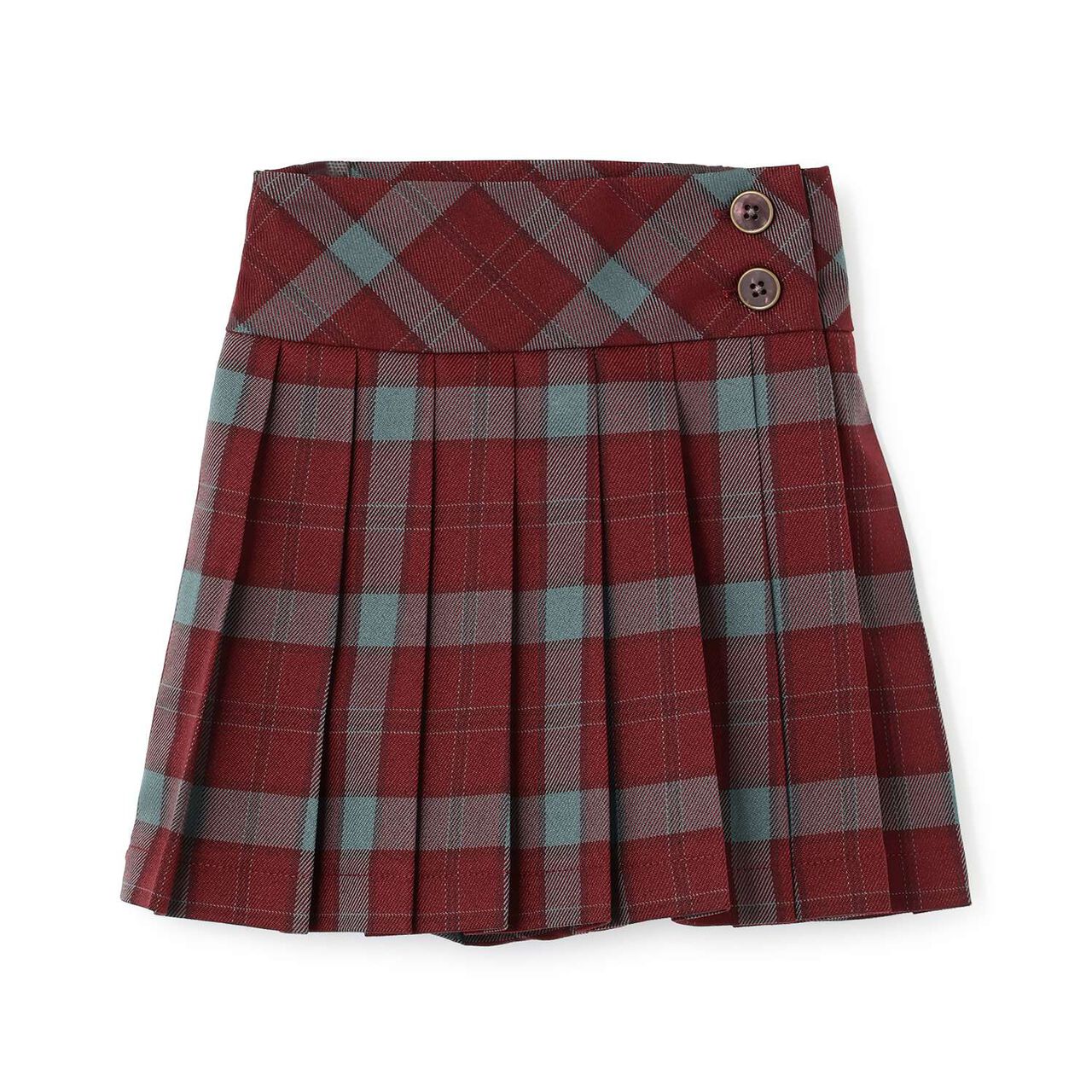 Check Pleats Culotte Skirt,Wine, large image number 0