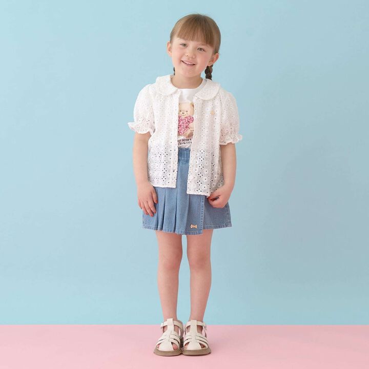 [100% Cotton] Lace Puff Sleeve Blouse for Girls Kids,Black, medium image number 13