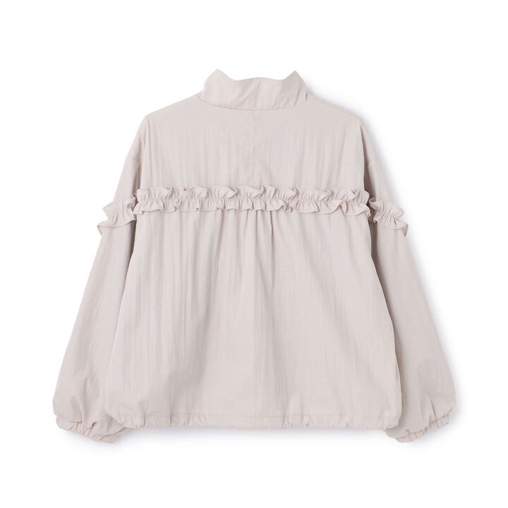 Stand Collar Frill Bomber Jacket,Light beige, medium image number 1