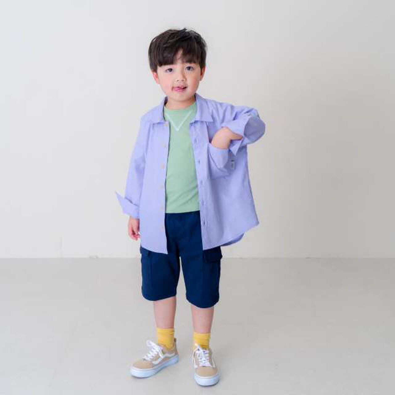 Drop Shoulder Pattern Long-Sleeve Shirt,Navy, large image number 8