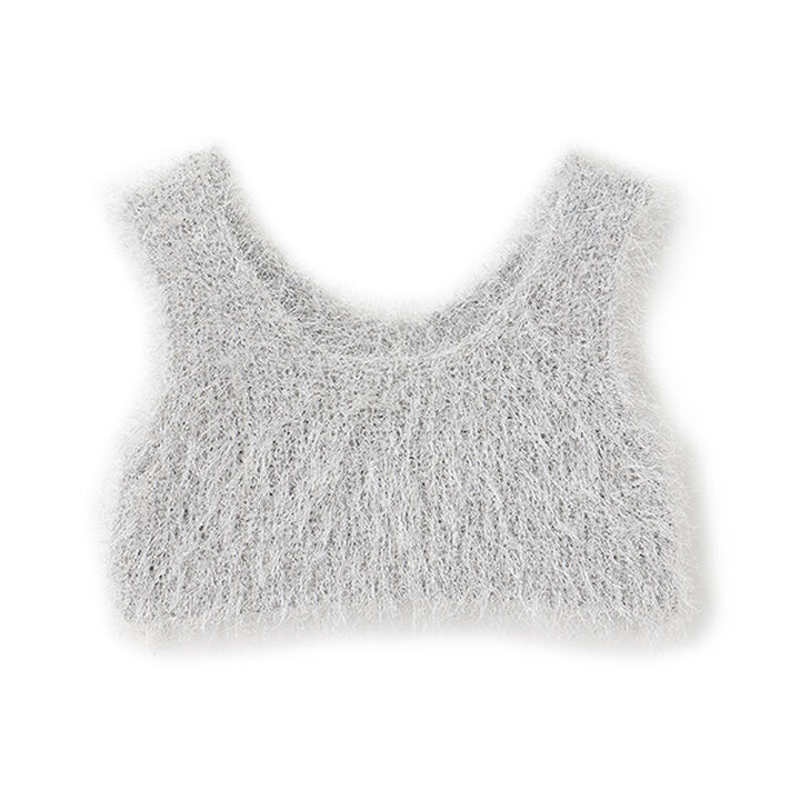[Either Way Fine] Lame Feather Knit Vest,Light beige, medium image number 1