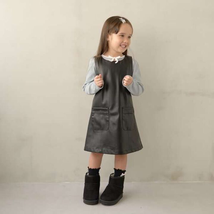 Soft Faux Leather Jumper Skirt,Black, medium image number 0