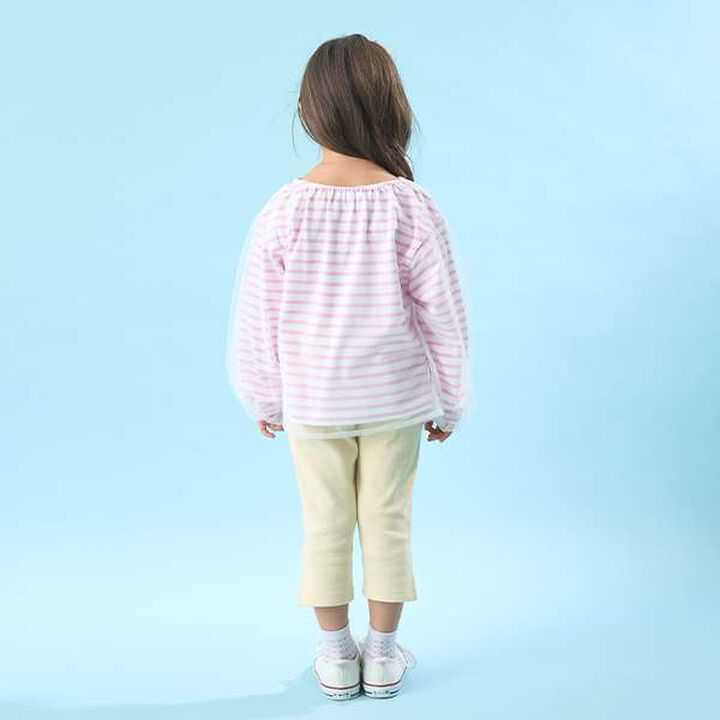 Soft Cotton Tulle Layered Stripe Boat Neck T-Shirt,Blue, medium image number 6