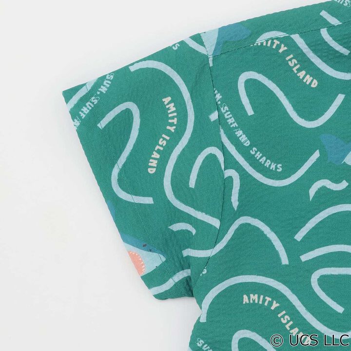 [WEB Exclusive] JAWS All-Over Pattern Seersucker Short-Sleeve Shirt,Green, medium image number 7