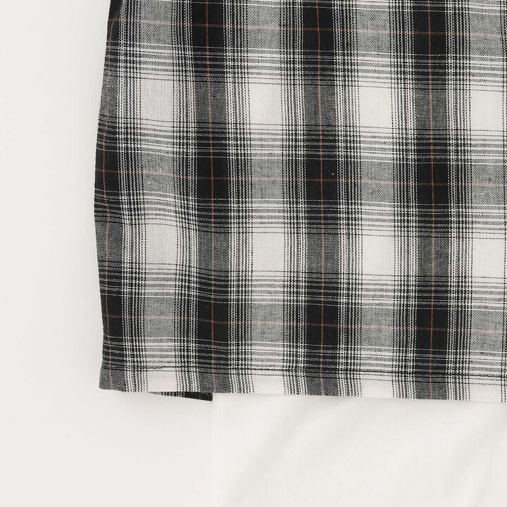 [3WAY] Checkered Shirt with Sleeve Drawstring + Tank Top Set,Black, medium image number 6