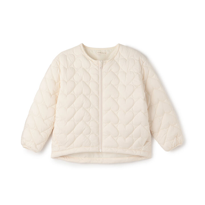 [Light and Fluffy] Heart Quilted Puff Jacket with Storage Pouch,Blue gray, medium image number 16