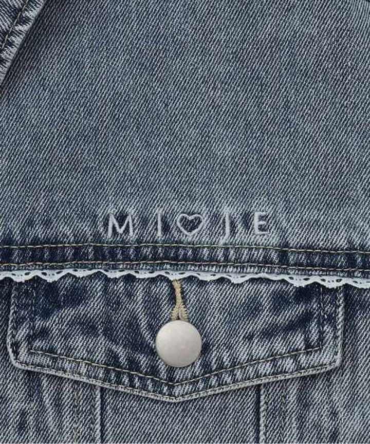 Motif Logo Denim Jacket,Deep blue, medium image number 3
