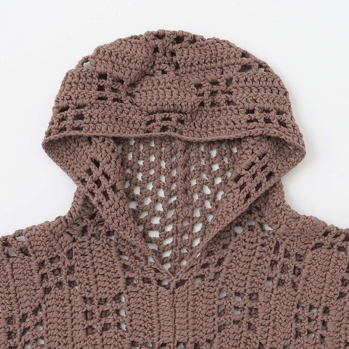 Black Crochet Poncho,Mocha tea, medium image number 7