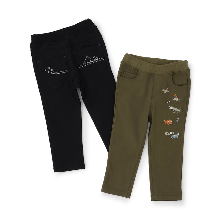 [Popular Item Restocked] [Not Available at Physical Stores] Dinosaur Embroidered Long-Length Straight Pants,Khaki, medium image number 11