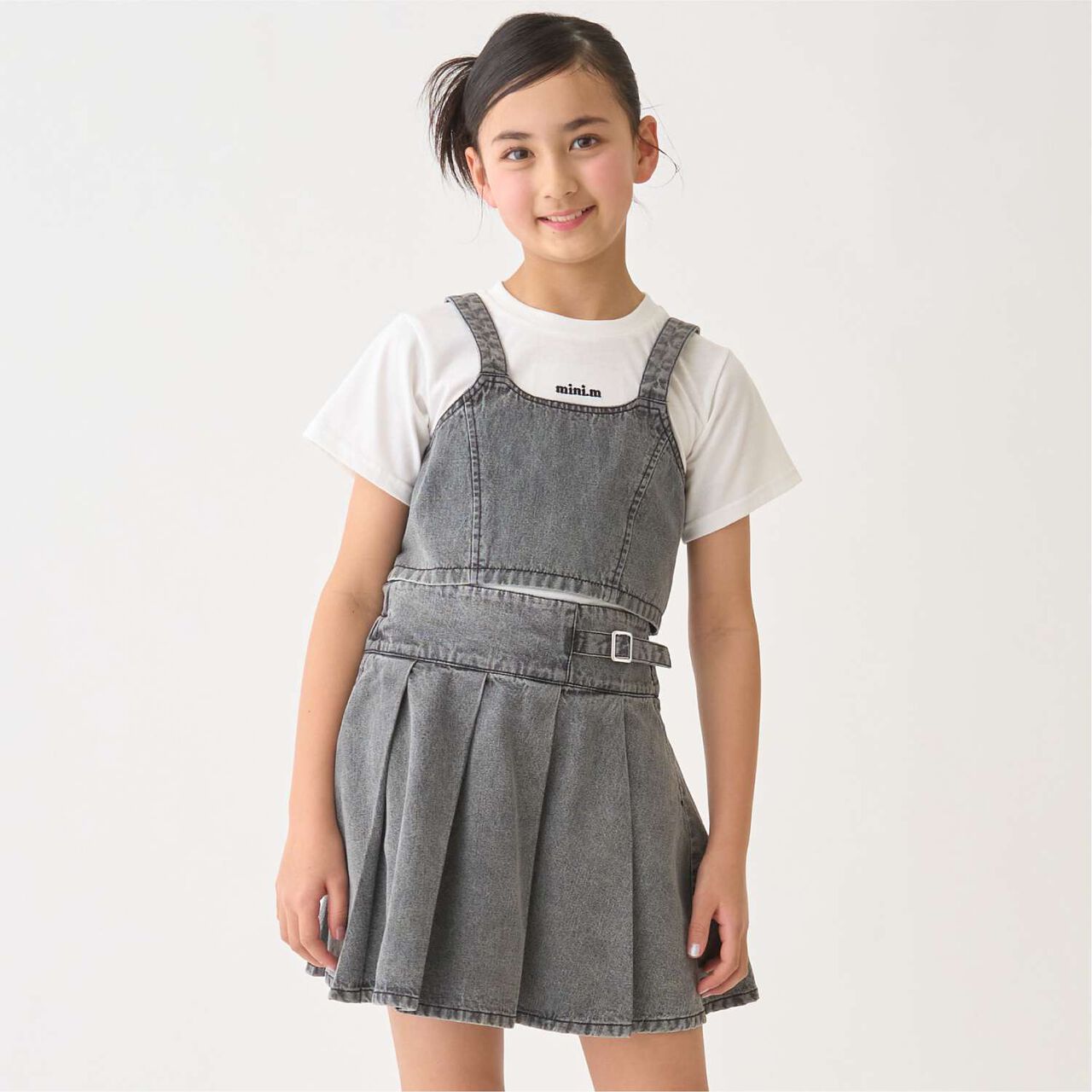 [Ready-to-Wear] Denim Bustier & Pleated Skirt Outfit Set,Black, large image number 0