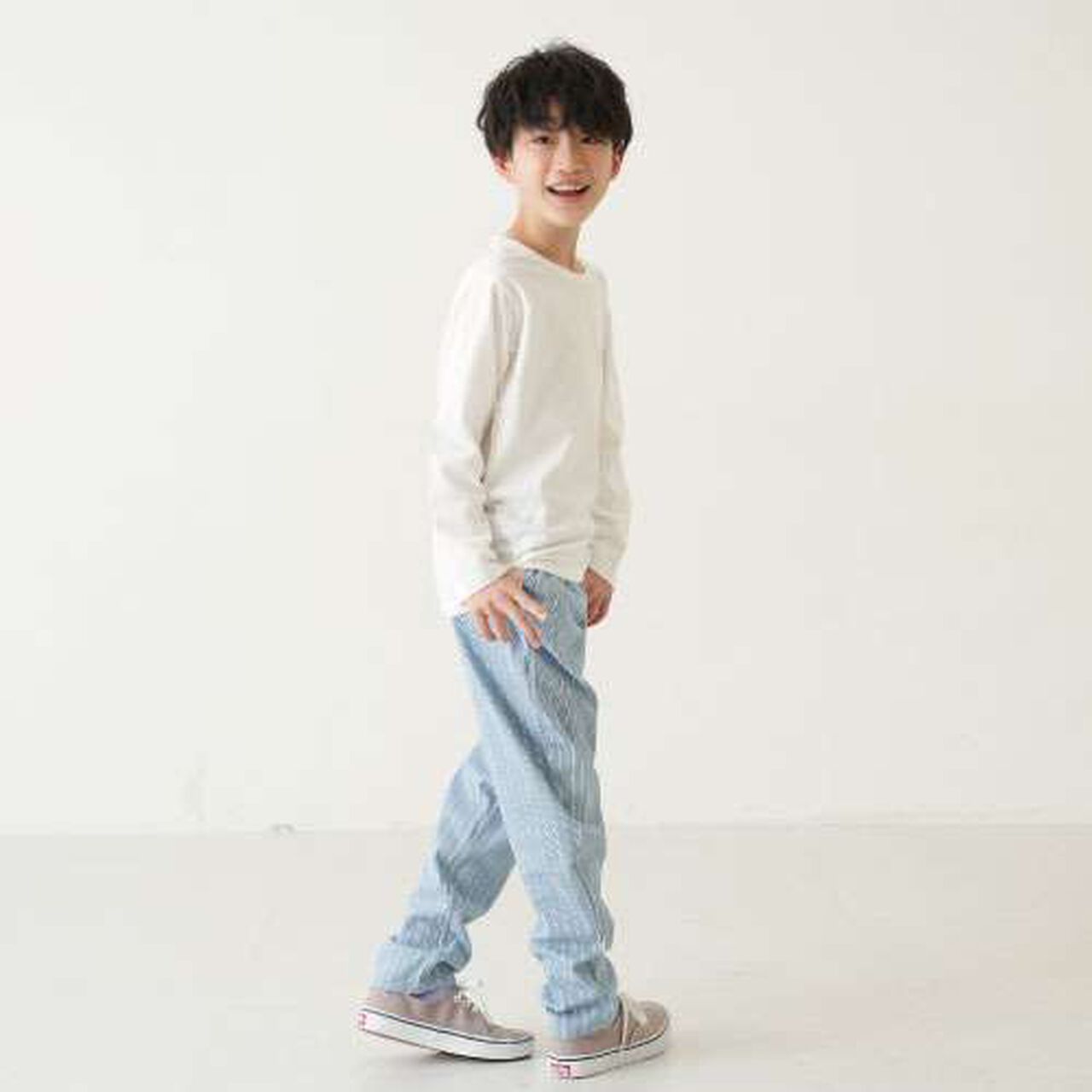 Stretch Pattern Tapered Pants,Beige, large image number 12