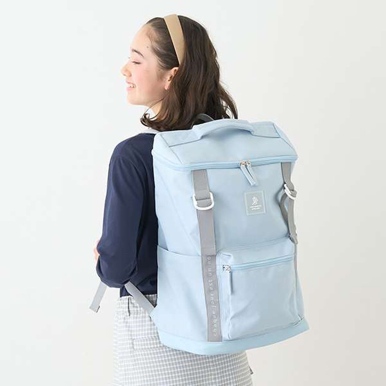 Square School Backpack,Light blue, large image number 0