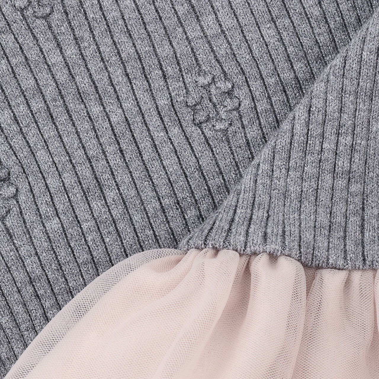 Fluffy and Soft Knit Peplum Tulle Tunic,Ivory, large image number 6