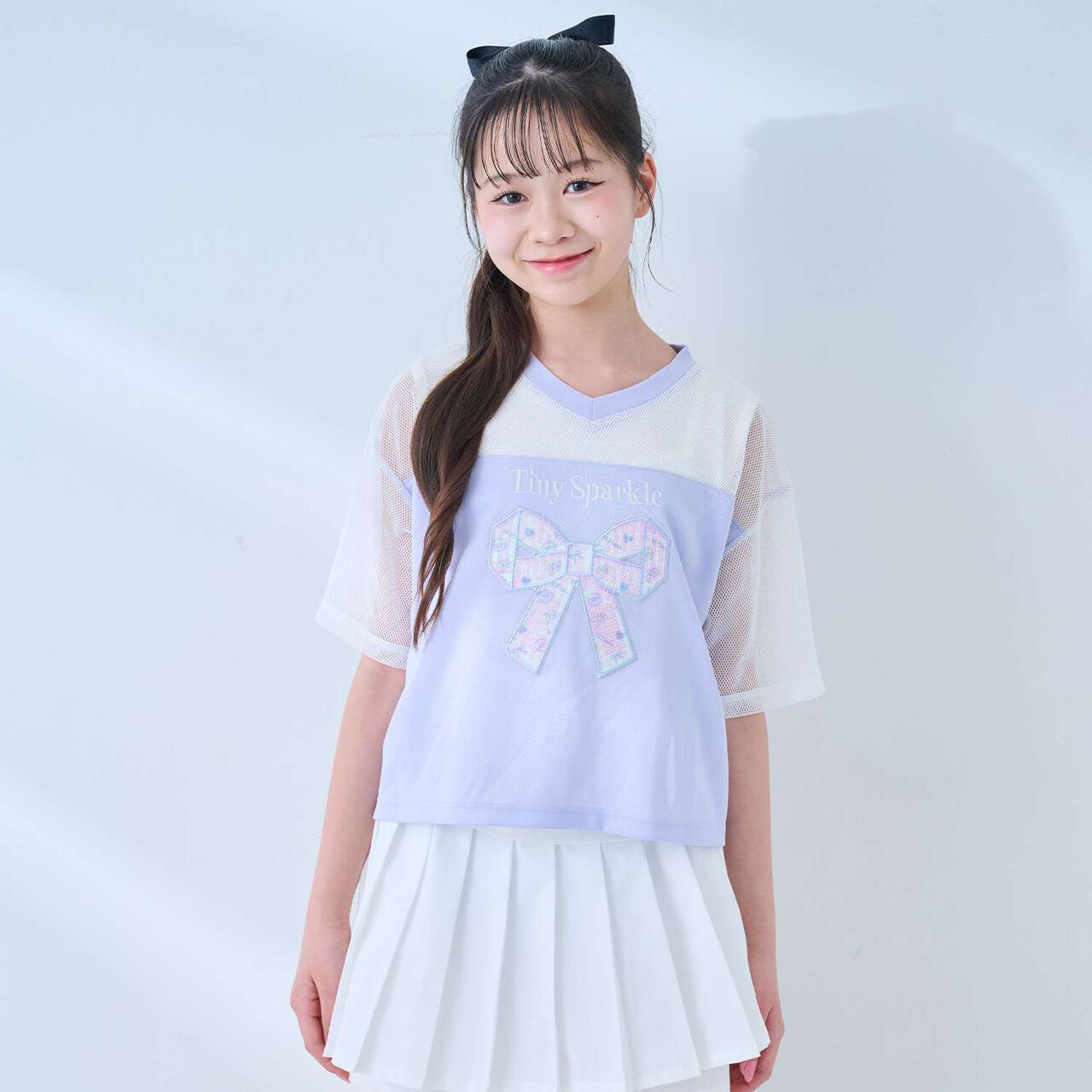 [Quick-Dry Absorbent] [Cool Touch] Mesh Docking Ribbon Appliqu&eacute; T-Shirt & Tank Top Set,Lavender, large image number 19