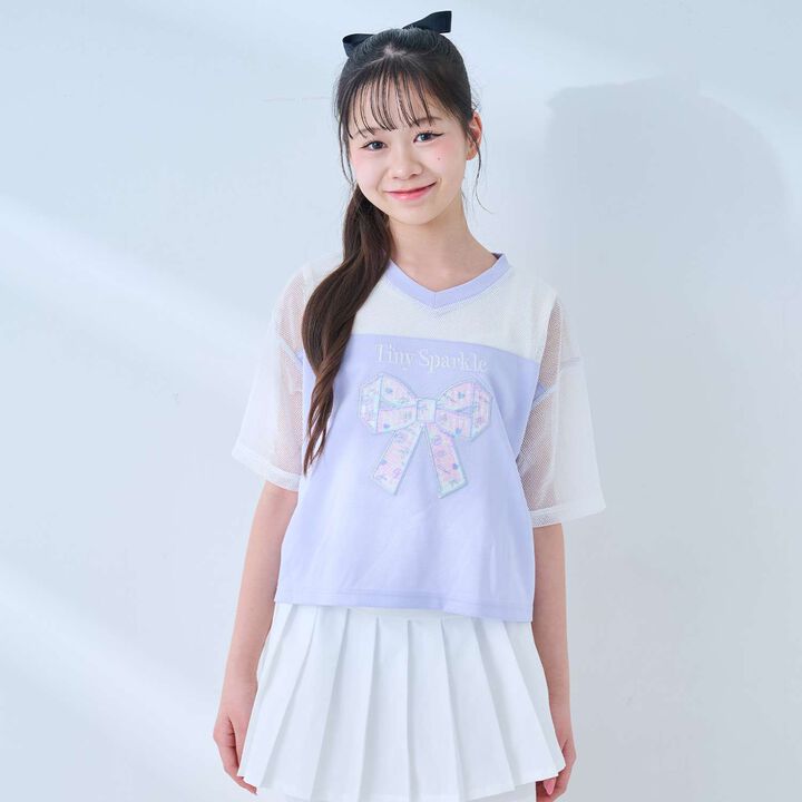 [Quick-Dry Absorbent] [Cool Touch] Mesh Docking Ribbon Appliqu&eacute; T-Shirt & Tank Top Set,Lavender, medium image number 19