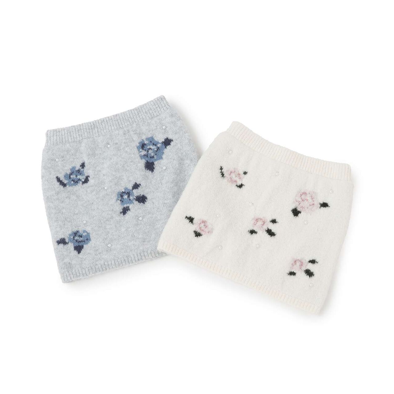 Fluffy and Soft/Matching Flower Pearl Knit Skirt <Set Up Compatible>,Top gray, large image number 8