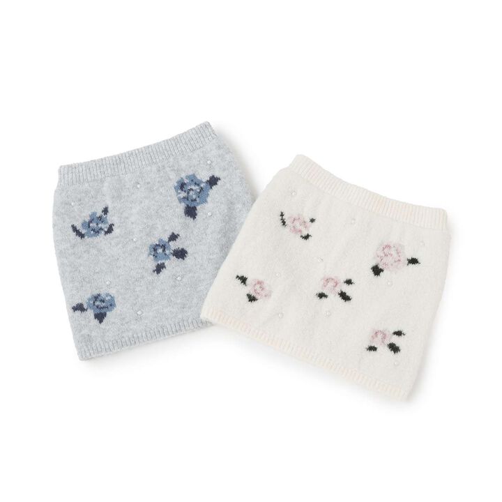 Fluffy and Soft/Matching Flower Pearl Knit Skirt <Set Up Compatible>,Top gray, medium image number 8