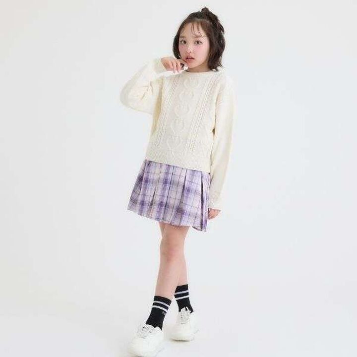 [Easy Care] Checkered Front Pleated Skirt,Black, medium image number 6
