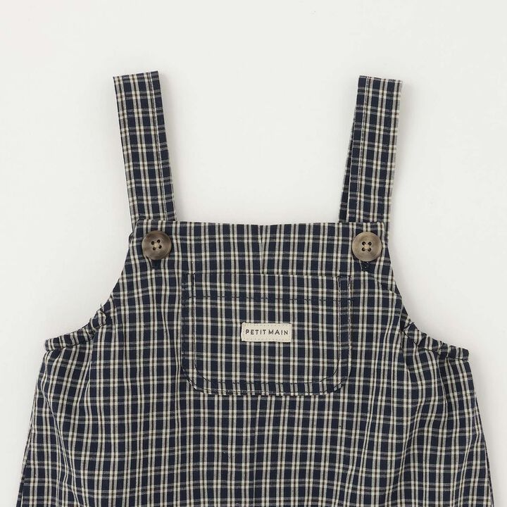 Checkered Overalls Set,Navy, medium image number 8